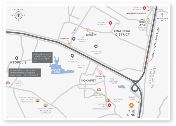 Map location - THE LINE - Narsingi
